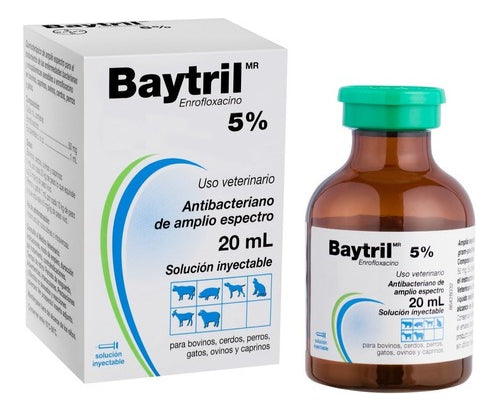 Baytril 5% 20 Ml Anti-bacteriano Sintético Veterinario