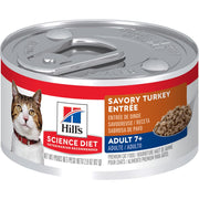 Hill's Science Diet Lata Adult 7+ Turkey Entrée Cat Food Cat Alimento Húmedo para Gato Adulto Senior sabor Pavo 82gr
