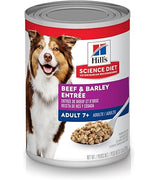 Hill's Science Diet Lata de Alimento Húmedo para Perros Adultos de +7 años sabor Carne de Res y Cebada 370gr