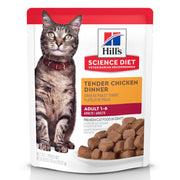 Hill's Science Diet Adult, alimento húmedo en pouch para gato adulto, platillo de pollo 79g Caja con 24 pz