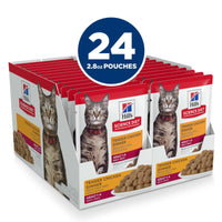 Hill's Science Diet Adult, alimento húmedo en pouch para gato adulto, platillo de pollo 79g Caja con 24 pz