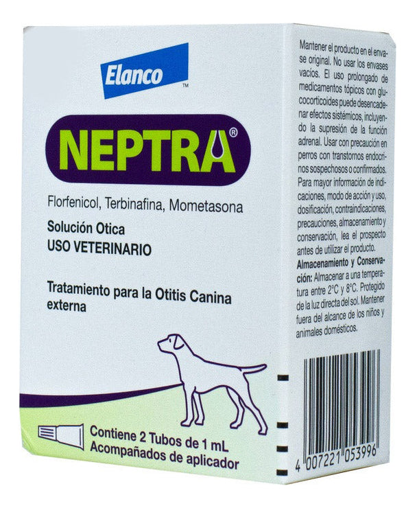 Neptra Elanco Solucion Otica Florfenicol 2 Pipetas 1 Ml