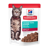 Hill's Science Diet Adult, alimento húmedo en pouch para gato adulto, platillo de atún 79g Caja con 24pz