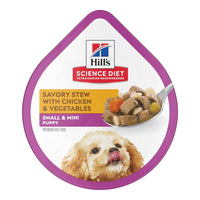 Hill's Science Diet Puppy Small & Mini Alimento Húmedo en tray para Cachorro Raza Pequeña sabor Pollo y Vegetales de 99gr 12 pz