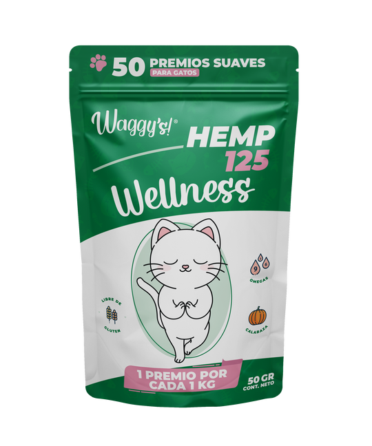 Premios Waggy’s Wellness Gatos 50 Pzas CBD Bienestar Integral y Relajación