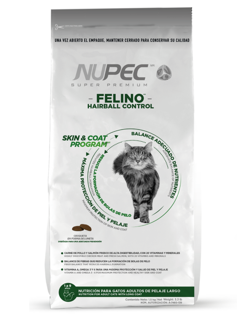 Nupec Alimento Gatos Adultos Hairball Control Bolas de Pelo