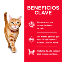Hill's Science Diet Hairball Control Light Alimento Bajo en Calorías para Gato Adulto Control Bolas de Pelo 3.2Kg