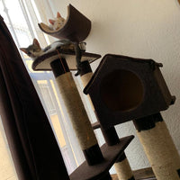 MyA Mueble Árbol Rascador para Gatos con Casa y Cama, Torre Grande 123 cm