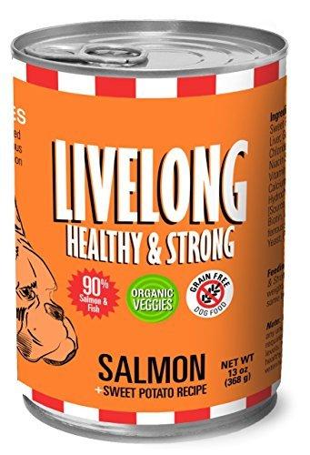 LiveLong Healthy Strong Salmon Sweet Potato Can Dog Food Made with 90% Fish, 13 oz, 12 Cans by LiveLong Healthy Strong