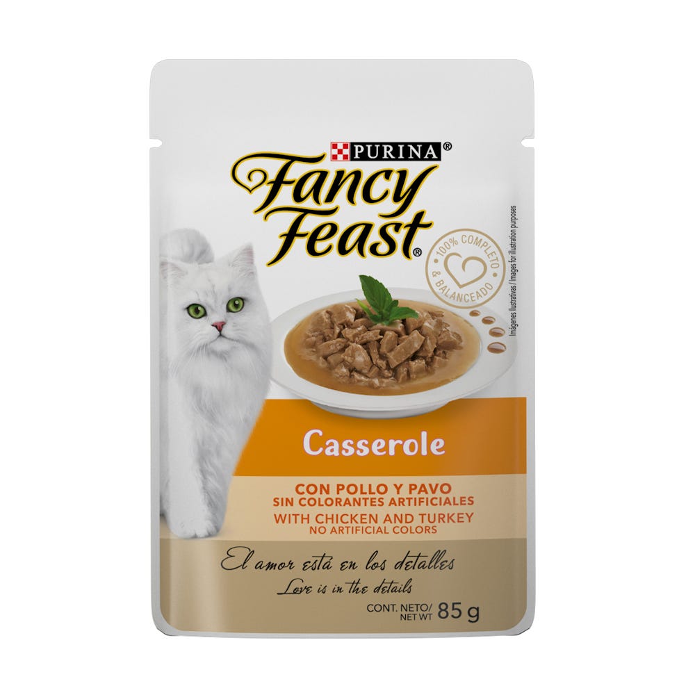 Purina Fancy Feast Alimento Húmedo Gato Casserole Pavo Pollo 85 Gr