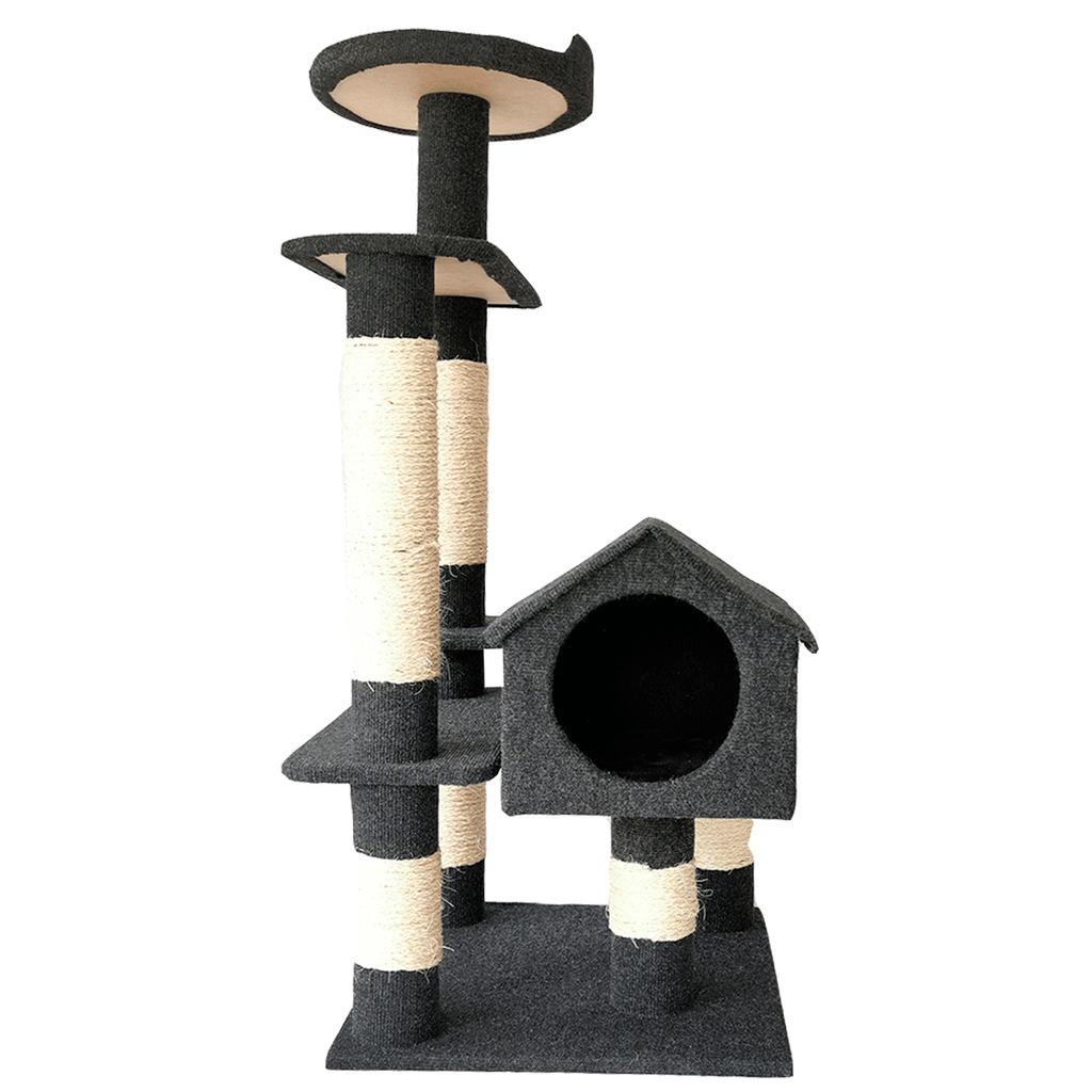 MyA Mueble rbol Rascador para Gatos con Casa y Cama Torre Grande 123 cm