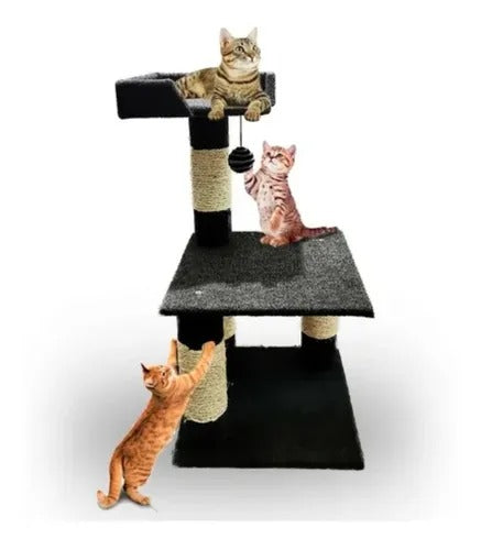 Rascador Para Gatos Arbol Mueble Juguete Gris 80 Cm Mascotas y