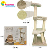 MyA Mueble Árbol Rascador para Gatos con Casa y Cama, Torre Grande 127 cm