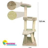 MyA Mueble Árbol Rascador para Gatos con Casa y Cama, Torre Grande 127 cm