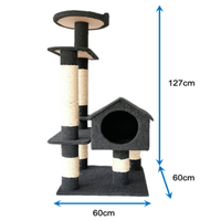 MyA Mueble Árbol Rascador para Gatos con Casa y Cama, Torre Grande 123 cm